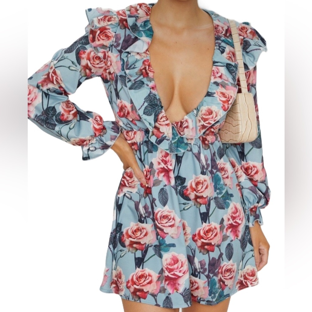 PrettyLittleThing Floral Ruffle Dress